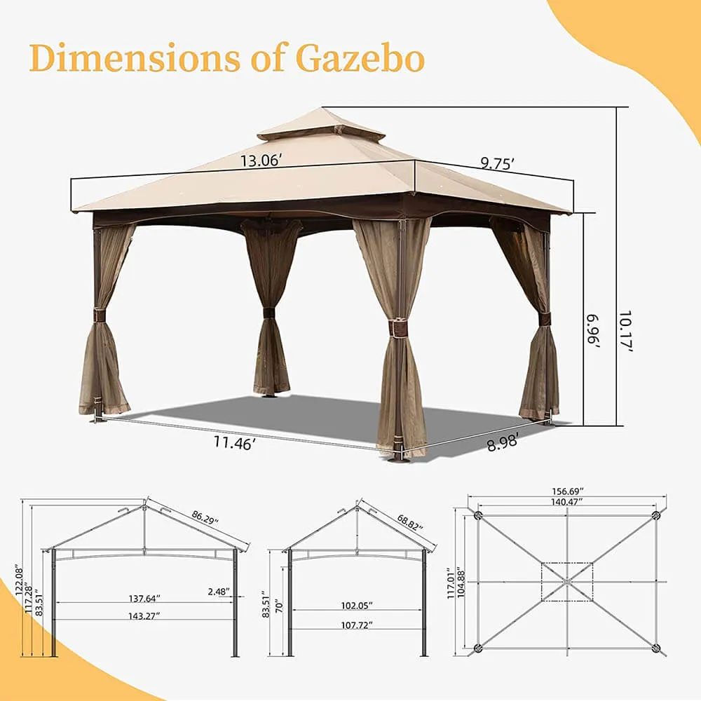 10'x13' Soft Double Roof Gazebo