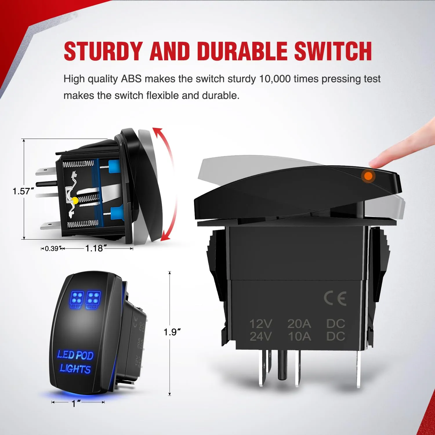 16AWG Wire Harness Kit 2 Leads W/ 12V 5Pin Light Pods Switch | 3 Fuses | 4 Spade Connectors