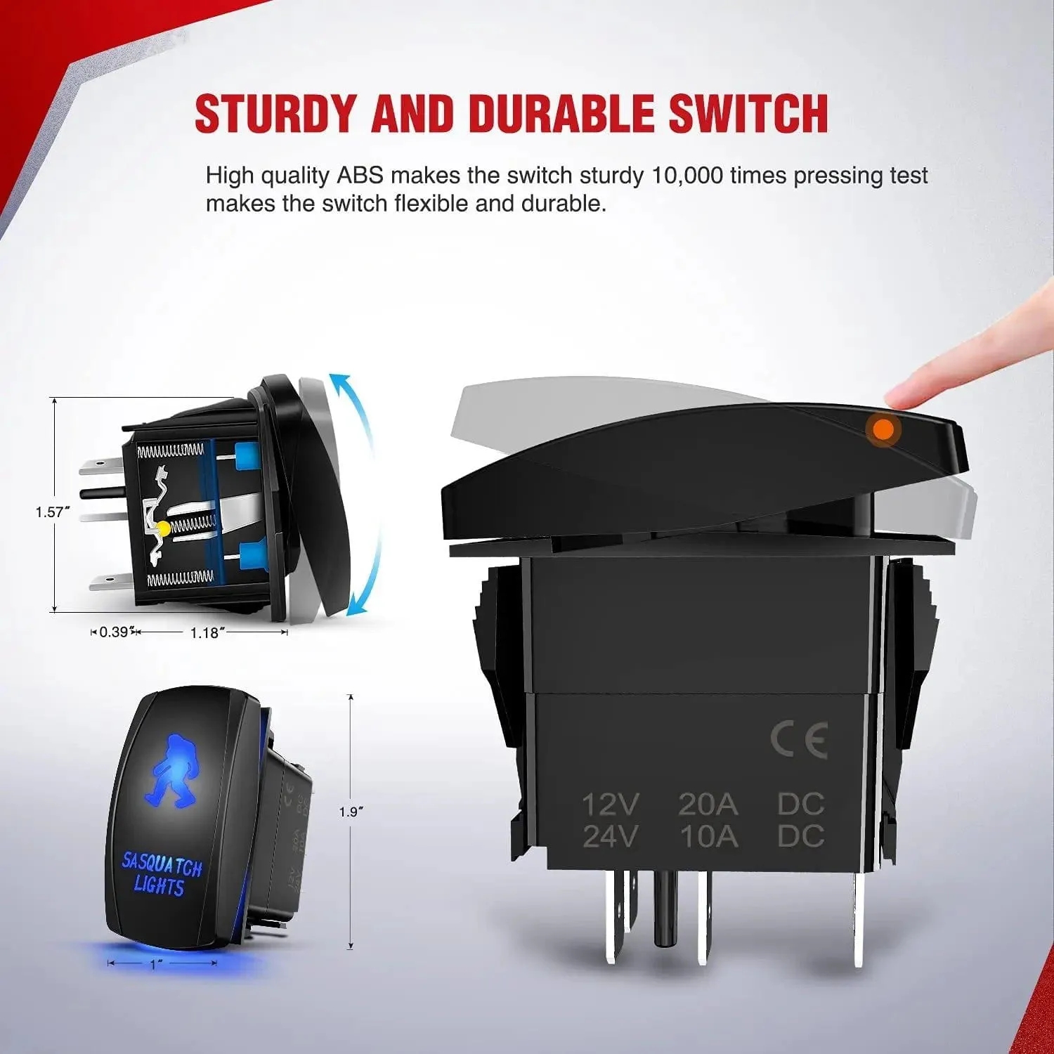 16AWG Wire Harness Kit 2 Leads W/ 12V 5Pin Sasquatch Lights Switch | 3 Fuses | 4 Spade Connectors