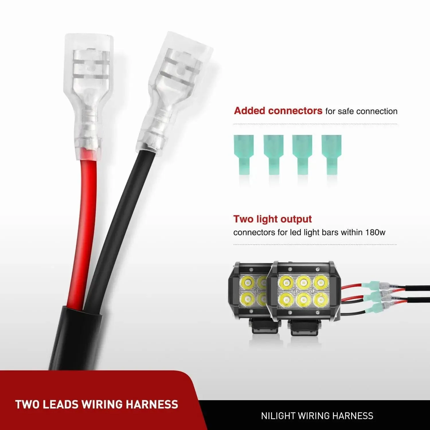 16AWG Wire Harness Kit 2 Leads W/ 12V Mouse Style Switch | 3 Fuses | 4 Spade Connectors