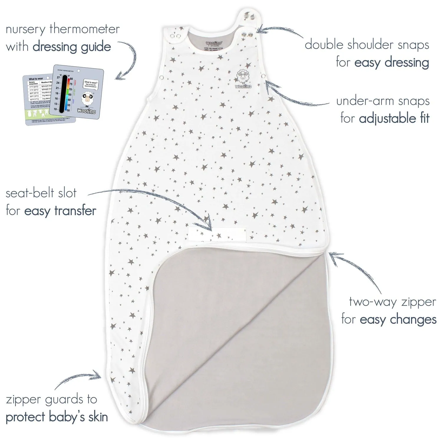 4 Season® Ultimate Baby Sleep Bag, Merino Wool & Organic Cotton, Sage