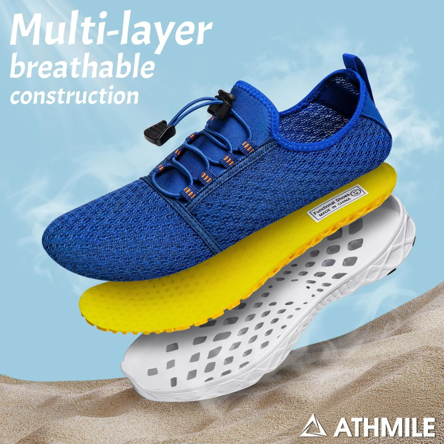 ATHMILE Water Shoes for Men Women Barefoot Hiking Swim River Shoes Adult Lake Pool Aqua Socks Beach Quick Dry for Hiking Surfing Kayaking Sport Accessories Camping Must Haves