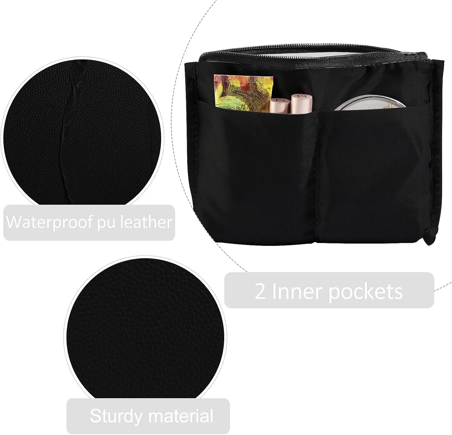 Cosmetic Bags for Women Small Makeup Bag for Purse Pu Leather Makeup Pouch Travel Makeup Bag with Zipper Make Up Bag for Travelling