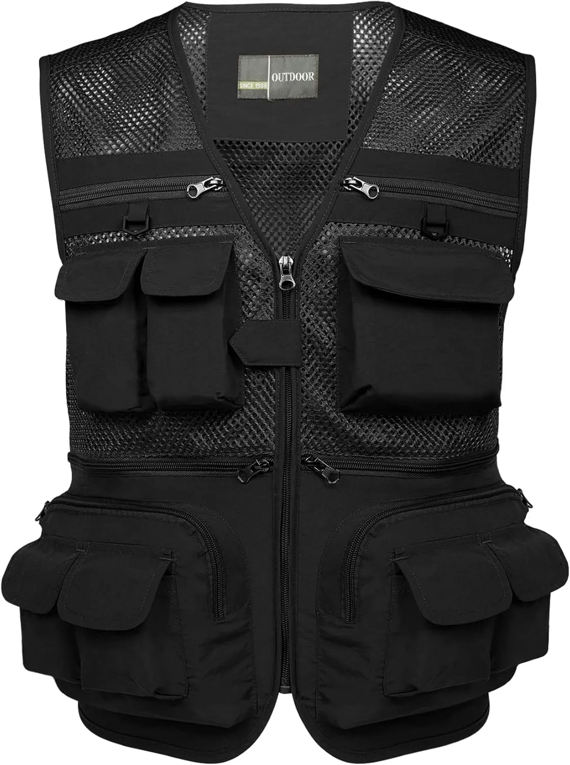 Flygo Men's Fishing Vest Utility Lightweight Outdoor Travel Safari Photo Cargo Vest with 16 Pockets