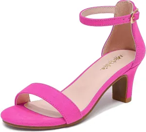 Girls Heel Sandals Open Toe Ankle Strap Flower Girl Dress Pump Sandals Wedding Party for Little Big Kid