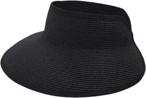 Joywant Womens Sun Visor Hats, Packable Wide Brim Ponytail Beach Hat Straw Visor Summer Beach Vacation Essentials for Womens