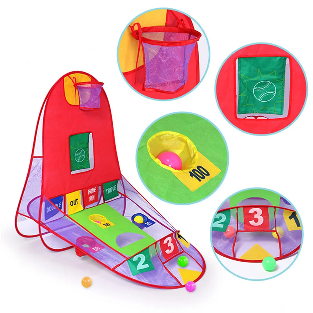 Kids Ball Tent Play House with Basketball Basket Outdoor Indoor Sport Game