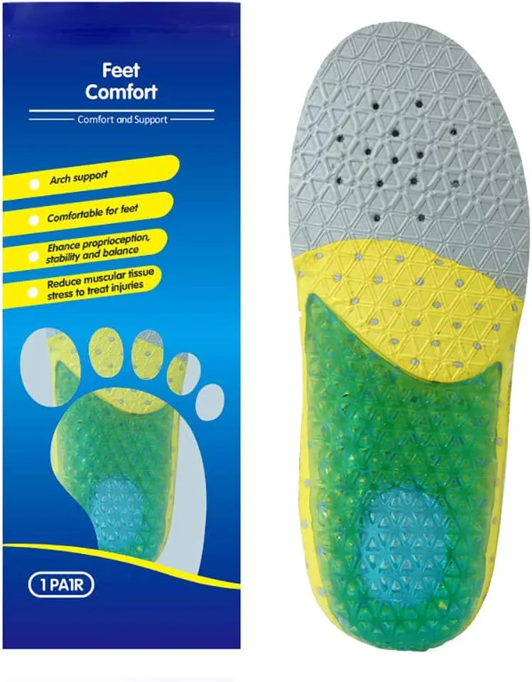 Kids Running Gel Insoles Kids Shock Absorbing Arch Support Silicone Material Insoles Good Feet Step Aid Big Kid US 3.5-4 (8 5/8-8 3/4)