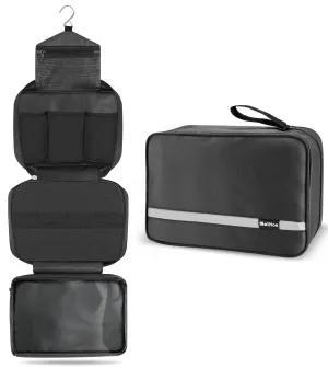 Maliton Toiletry Bag for Men & Women Large Toiletry Bags for Traveling Hanging Toiletry Bag Hygiene Bag with 4 Compartments Waterproof Bathroom Shower Bag (Black)