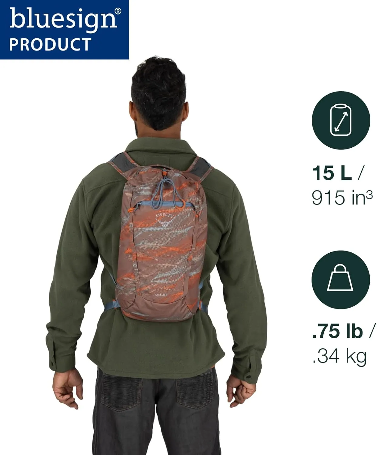 Osprey Daylite Cinch Backpack, Daisy Print Sevres Blue