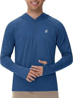 Runhit Fishing Shirts for Men Hoodie Sun Shirt UPF 50  Long Sleeve UV Protection SPF Rash Guard Running Hiking Workout