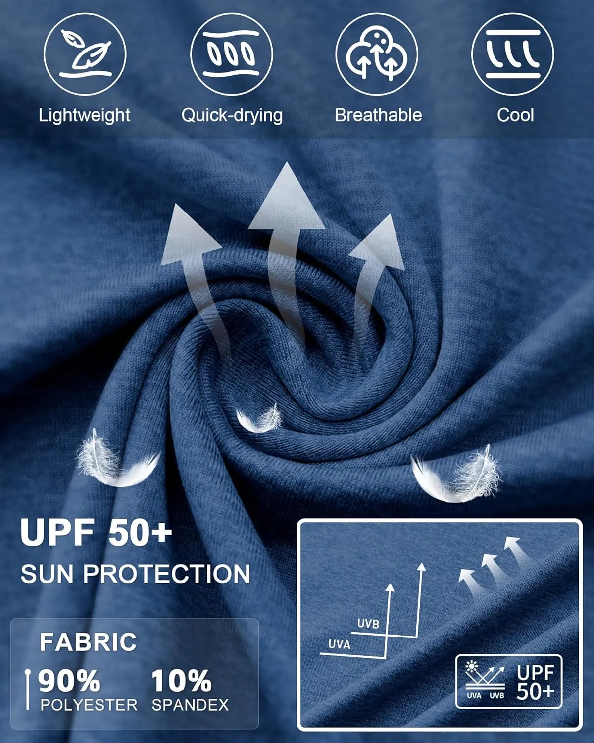 Runhit Fishing Shirts for Men Hoodie Sun Shirt UPF 50  Long Sleeve UV Protection SPF Rash Guard Running Hiking Workout