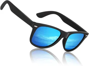 Sunier Polarized Sunglasses for Men and Women, Retro Square Matte Finish UV400 Protection Shades for Driving, Fishing