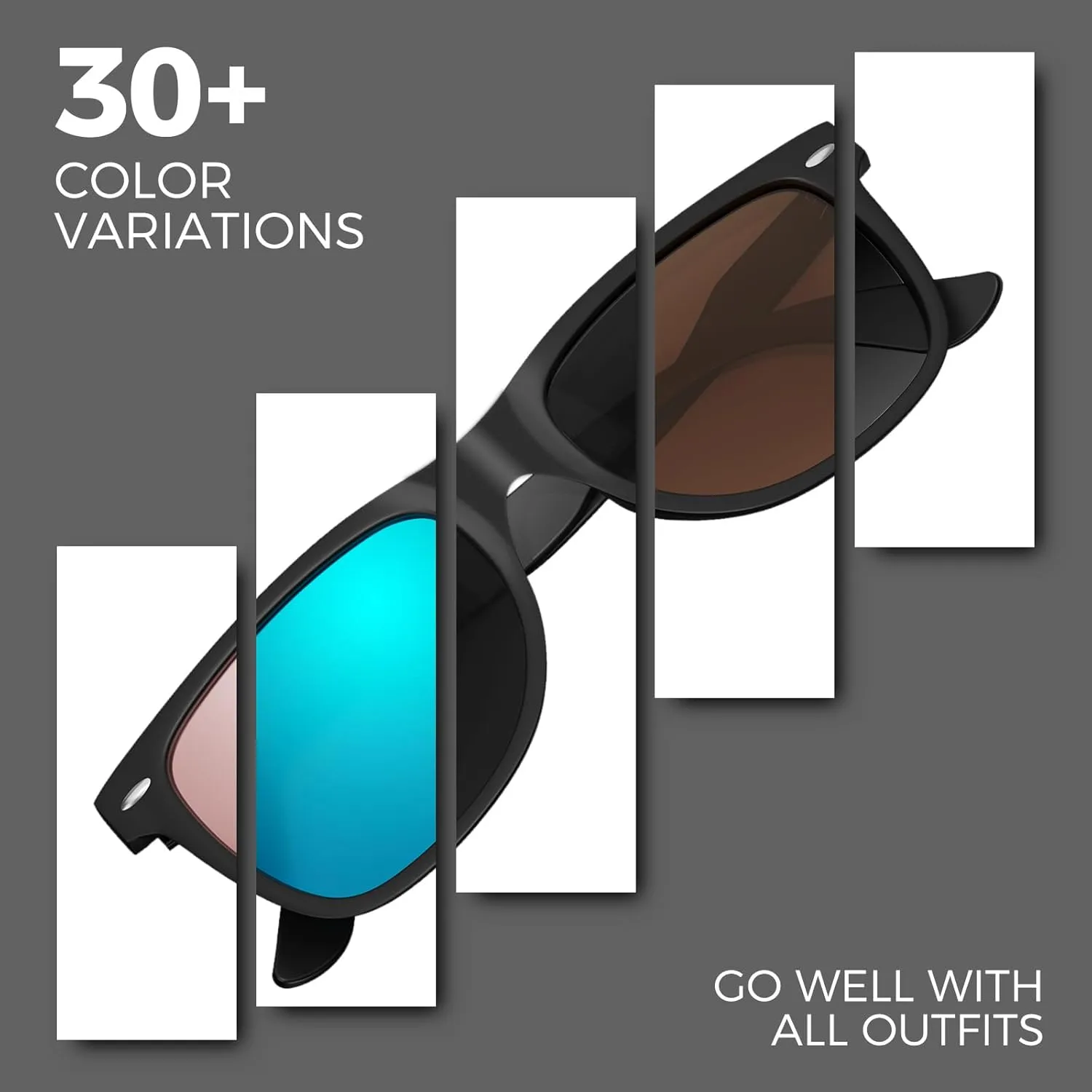 Sunier Polarized Sunglasses for Men and Women, Retro Square Matte Finish UV400 Protection Shades for Driving, Fishing