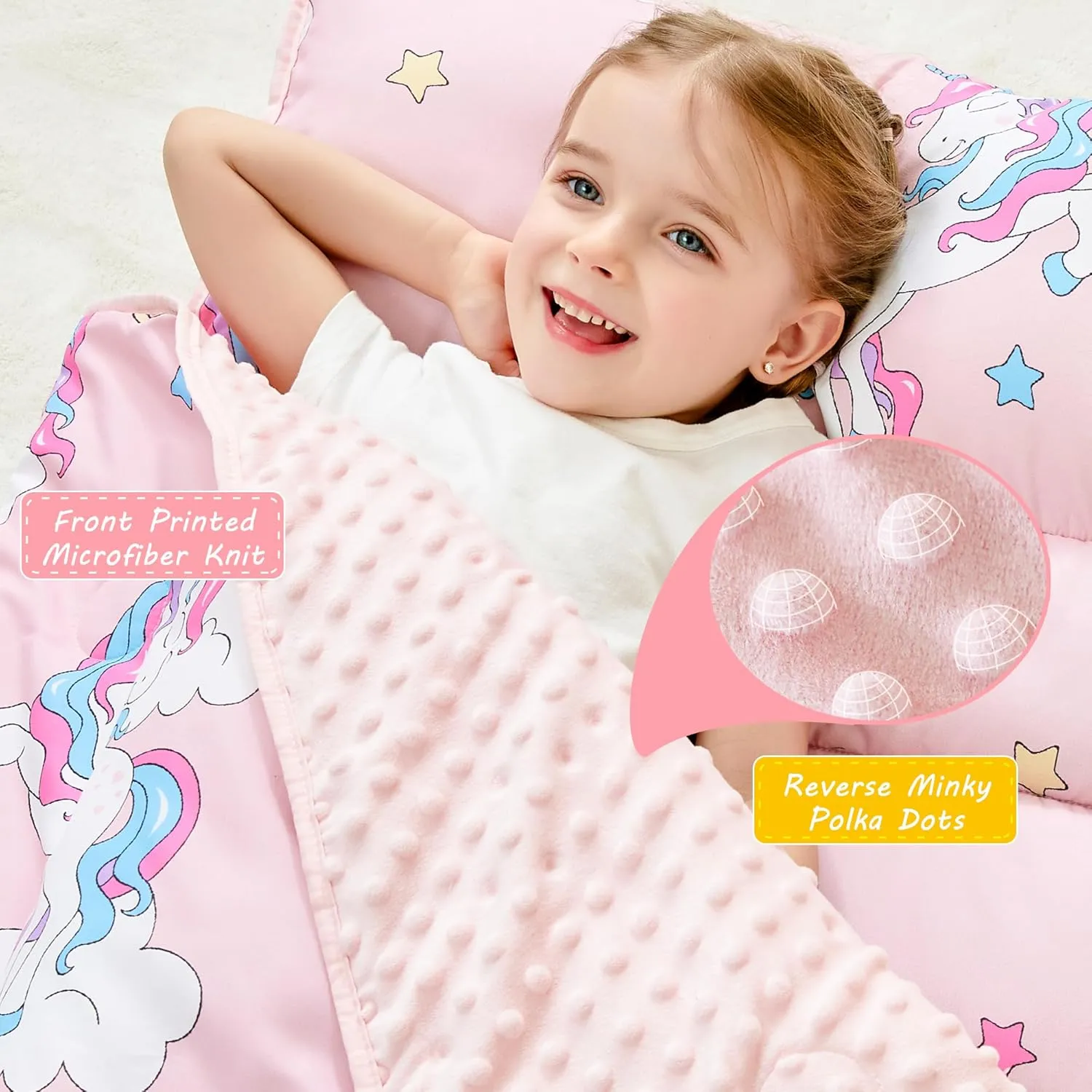 Toddler Nap Mat with Pillow and Blanket, Extra Large Rolled Napping Mats,Slumber Bags for Boys Girls,Kids Sleeping Bag for Daycare, Preschool Travel Camping