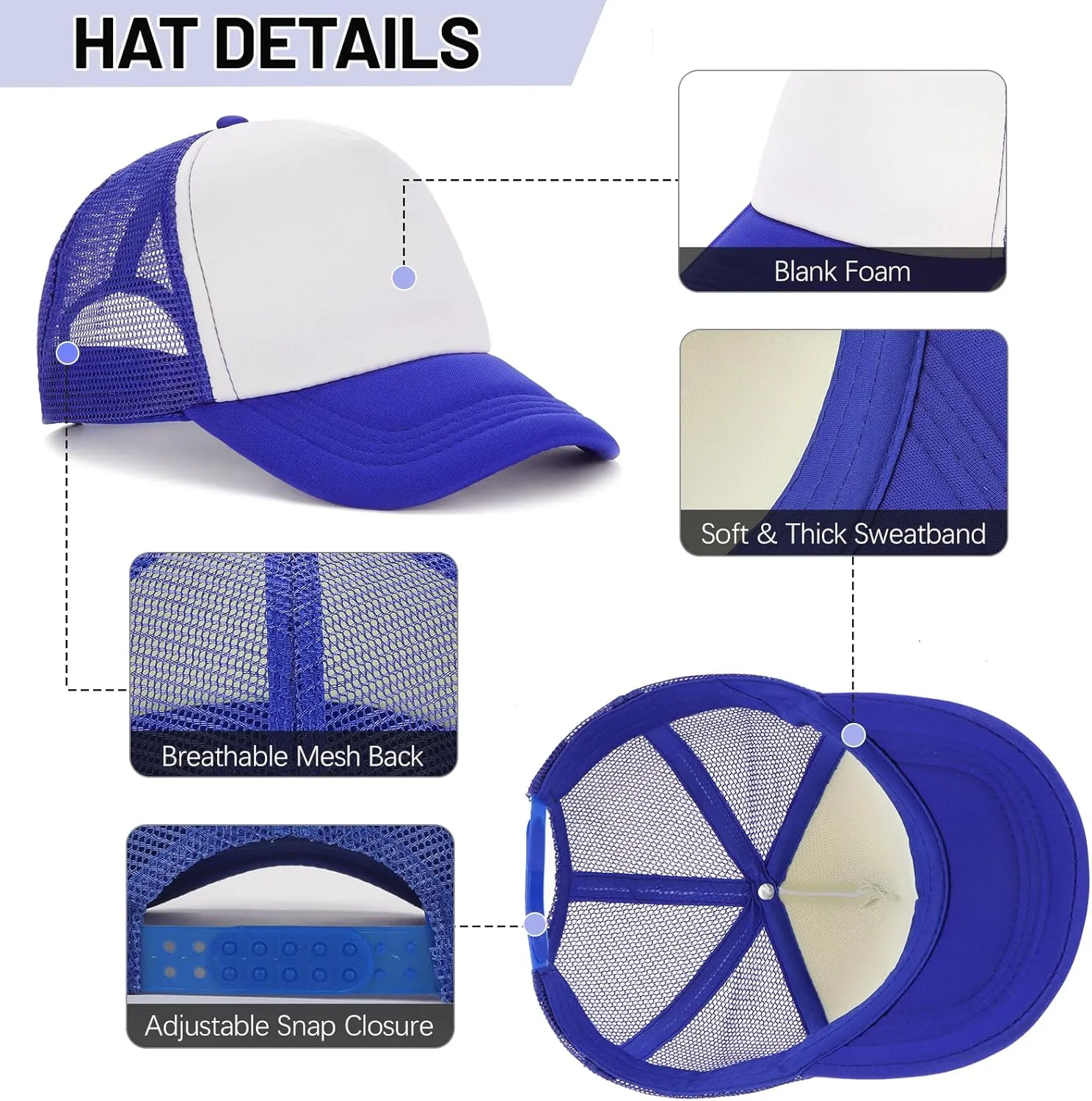 Ultrafun 10 Pack Trucker Hat Mesh Sublimation Blank Hats Adjustable Baseball Caps Hats for Men Women